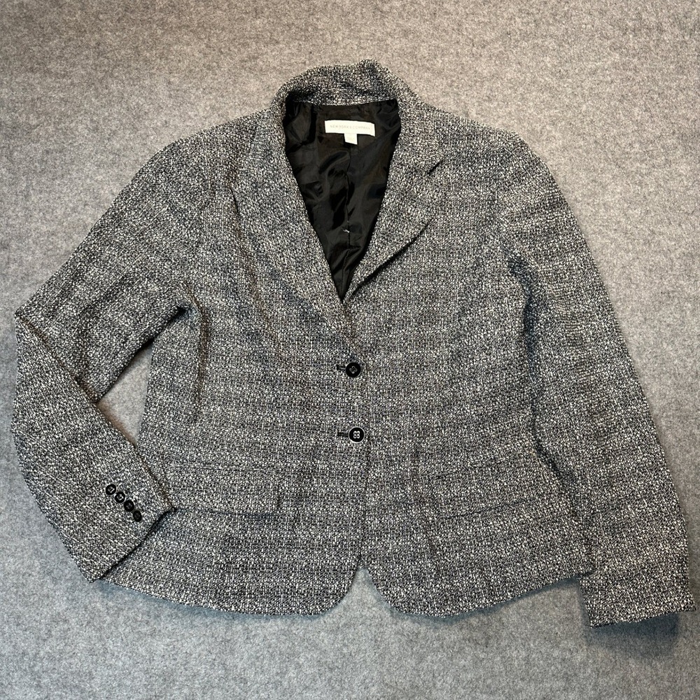 New York & Company Tweed Blazer Size 18 Black‎ White Textured Professional